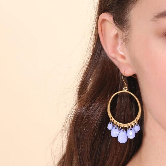 Boho Chic Collection of Multi-Bead Tassel & Circle Hoop Dangle Drop Earrings for - Picture 3 of 6